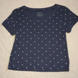 Blue with white stars “Baby Tee” (crop top)